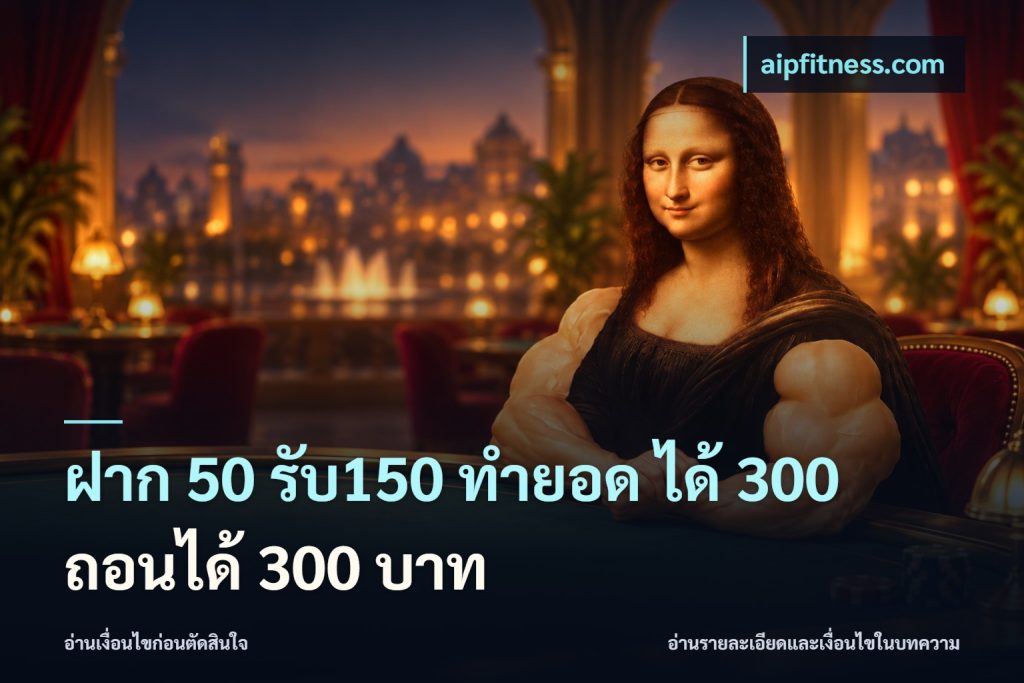 ฝาก 50 รับ150 ทำยอด ได้ 300 ถอนได้ 300 บาท