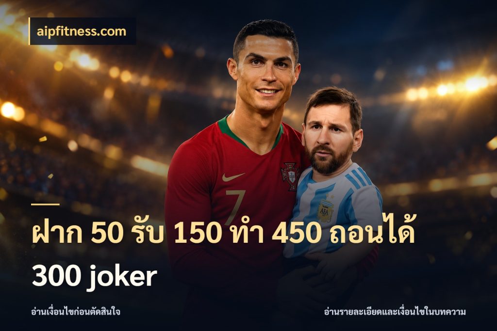 ฝาก 50 รับ 150 ทํา 450 ถอนได้ 300 joker aipfitness.com โปรยอดรับที่สายเกมสนใจ