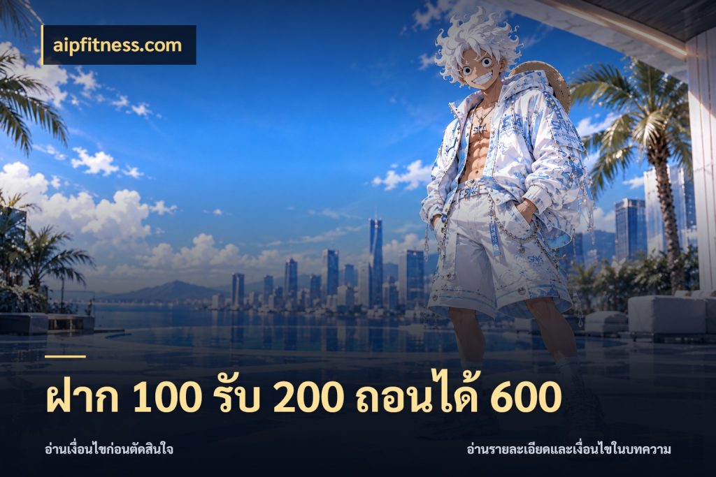 ฝาก 100 รับ 200 ถอนได้ 600 aipfitness.com โปรยอดรับที่สายเกมสนใจ